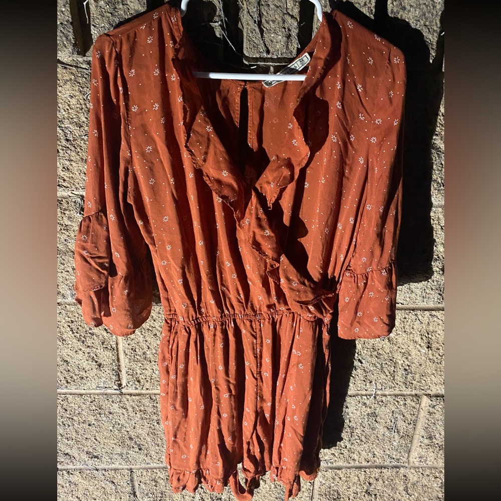 Abercrombie & Fitch Orange Speckled Wrap Romper Women's Size Medium - Picture 3 of 6